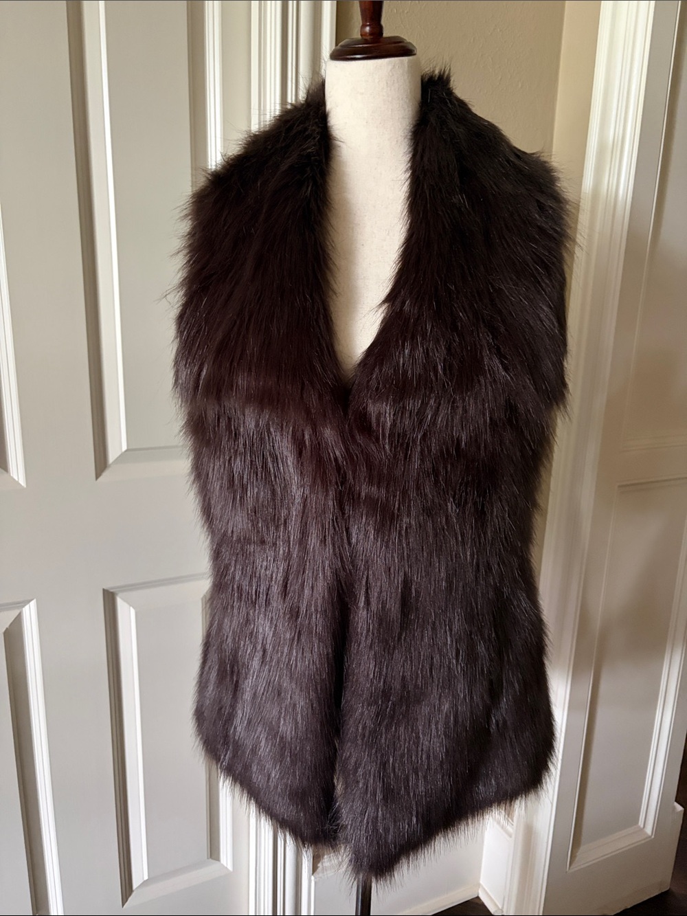 Via Spiga Lux Faux Fur Vest Deep Brown S